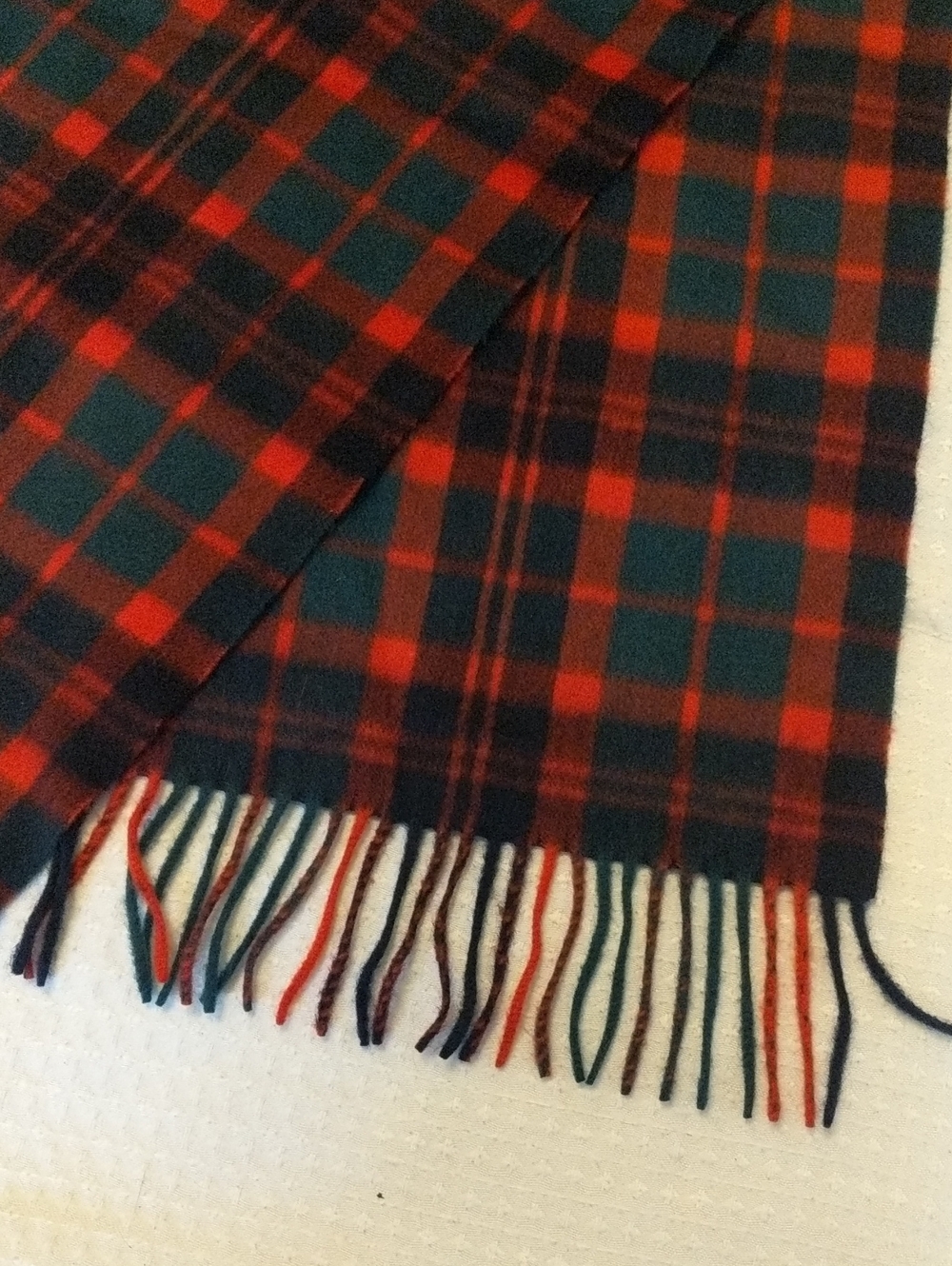 Erdos Plaid Cashmere Scarf in Green & Red Like New